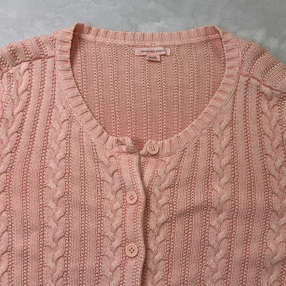 American Eagle Pink‎ Cable Knit Cardigan & Cami Set Womens XL